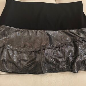 Lucky in Love Black and Shimmering Silver Mini Skirt